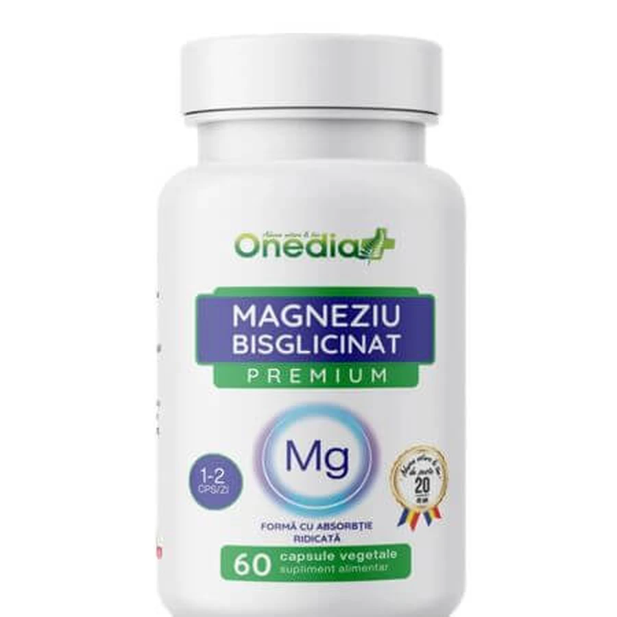 Magnesiumbisglycinaat, 60 vegetarische capsules, Onedia