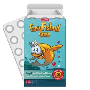 Omega 3, Multivitamine und Mineralien für Kinder Easy Fishoil Grow, 30 Kautabletten, EasyVit