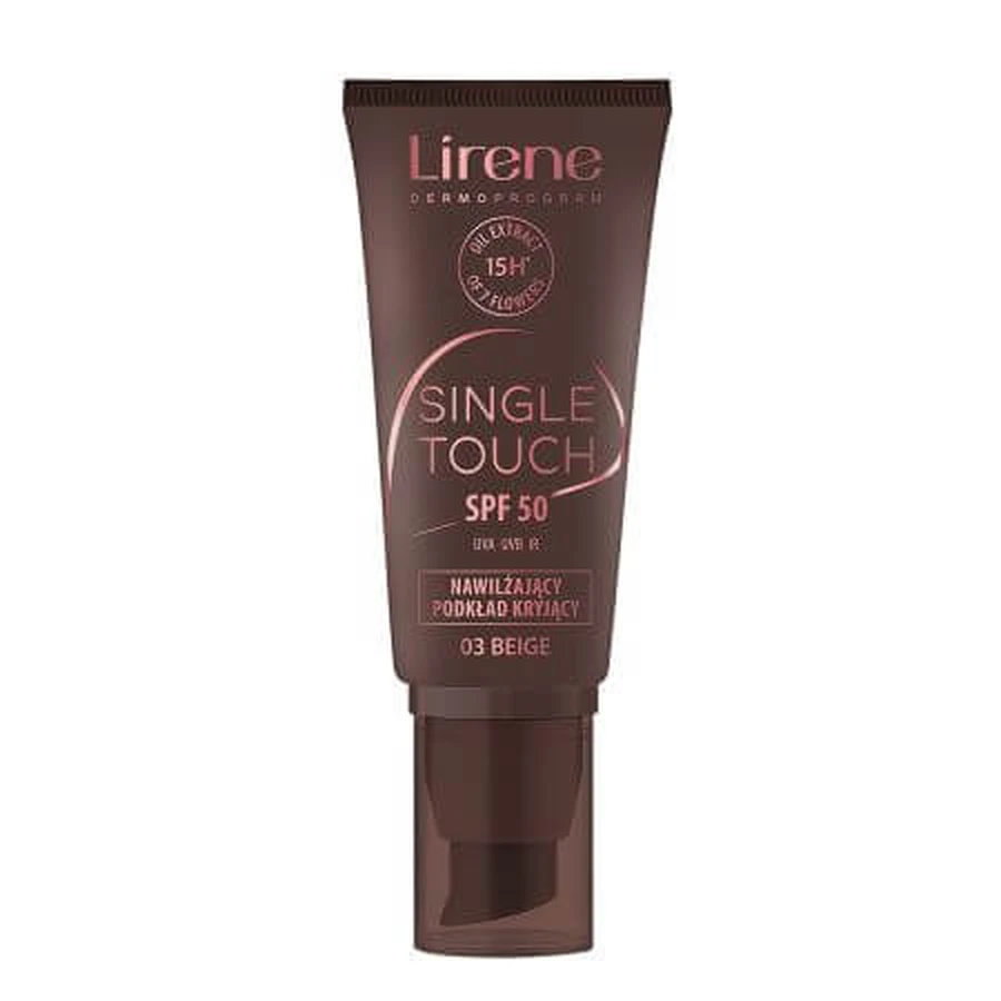 Feuchtigkeitsspendende Grundierung mit SPF50 03 Beige Single Touch, 30 ml, Lirene