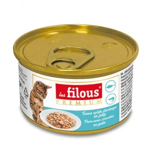 Nourriture humide pour chats avec thon et crevettes en aspic, 85 g, Les Filous