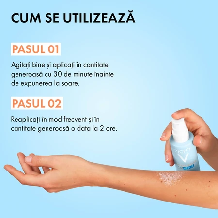 Moisturizing face and body moisturizing spray with sun protection SPF 50 Capital Soleil Soleil UV Aqua, 200 ml, Vichy