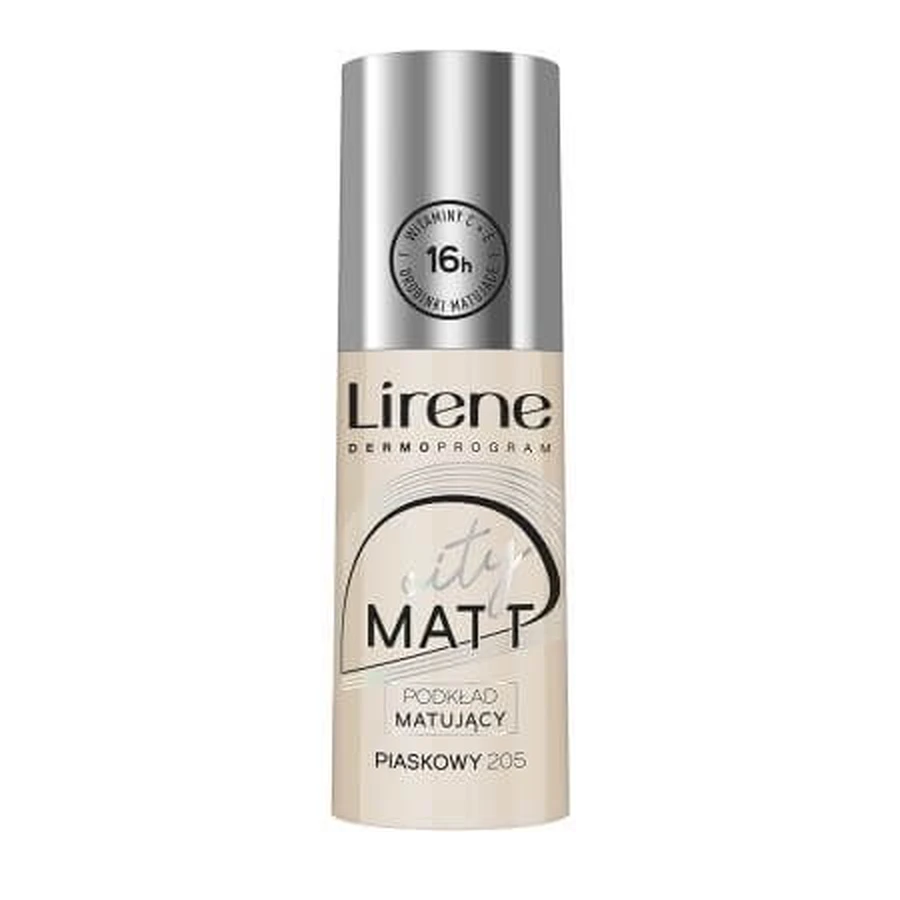 Fond de teint matifiant Sand 205 City Matt, 30 ml, Lirene