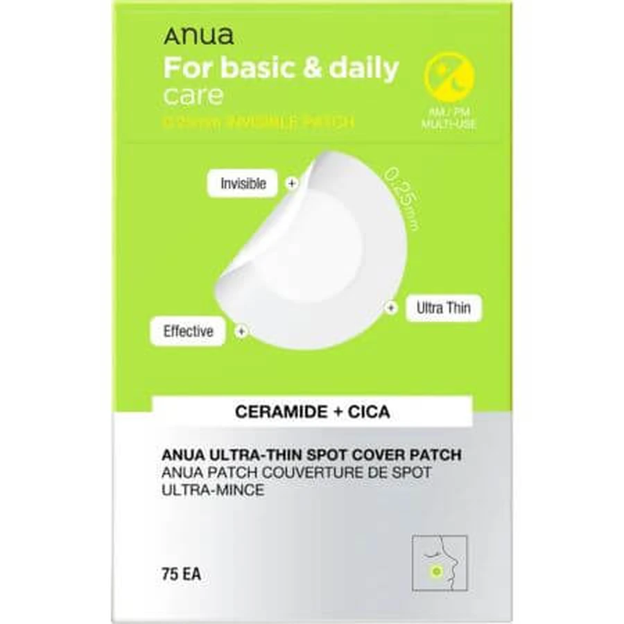 Hydrokolloidale Pflaster mit Ceramiden gegen Pickel Ultra-Thin Spot Cover Patch, 75 Stück, Anua