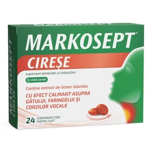 Markosept with cherry flavor, 24 soft tablets for sucking, Fiterman Pharma