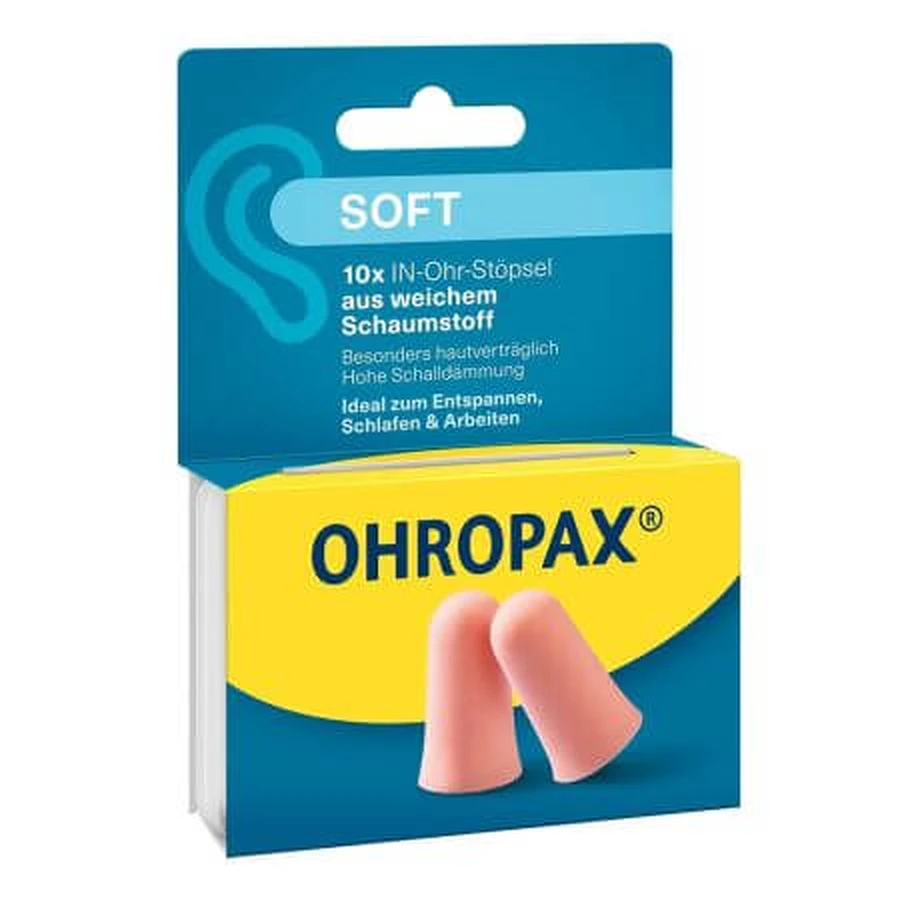 Inserti auricolari morbidi antirumore, 10 pezzi, Ohropax