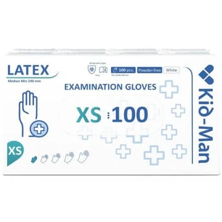Weiße Einweg-Latexhandschuhe, Größe XS, 100 Stück, Kid-Man