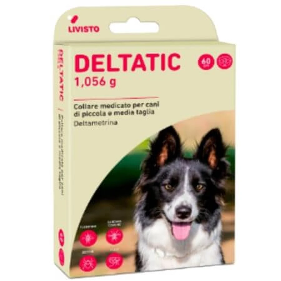 Collier antiparasitaire pour petits et moyens chiens Deltatic, 60 cm, 1 pièce, Livisto