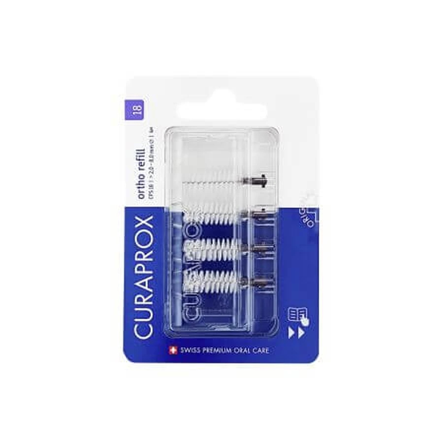Interdentalbürsten CPS 18 >2,0 - 8,0 mm Ortho Nachfüllpackung, 4 Stück, Curaprox