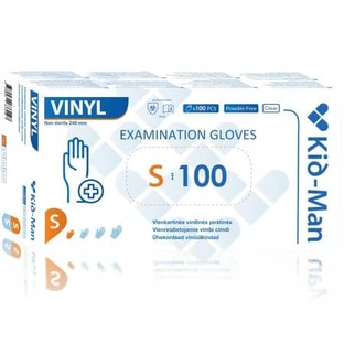 Transparente ungepuderte Vinyl-Einmalhandschuhe, Größe S, 100 Stück, Kid-Man