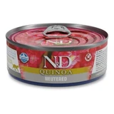 Natvoer voor gesteriliseerde volwassen katten Quinoa Gecastreerd N&D, 80 g, Farmina