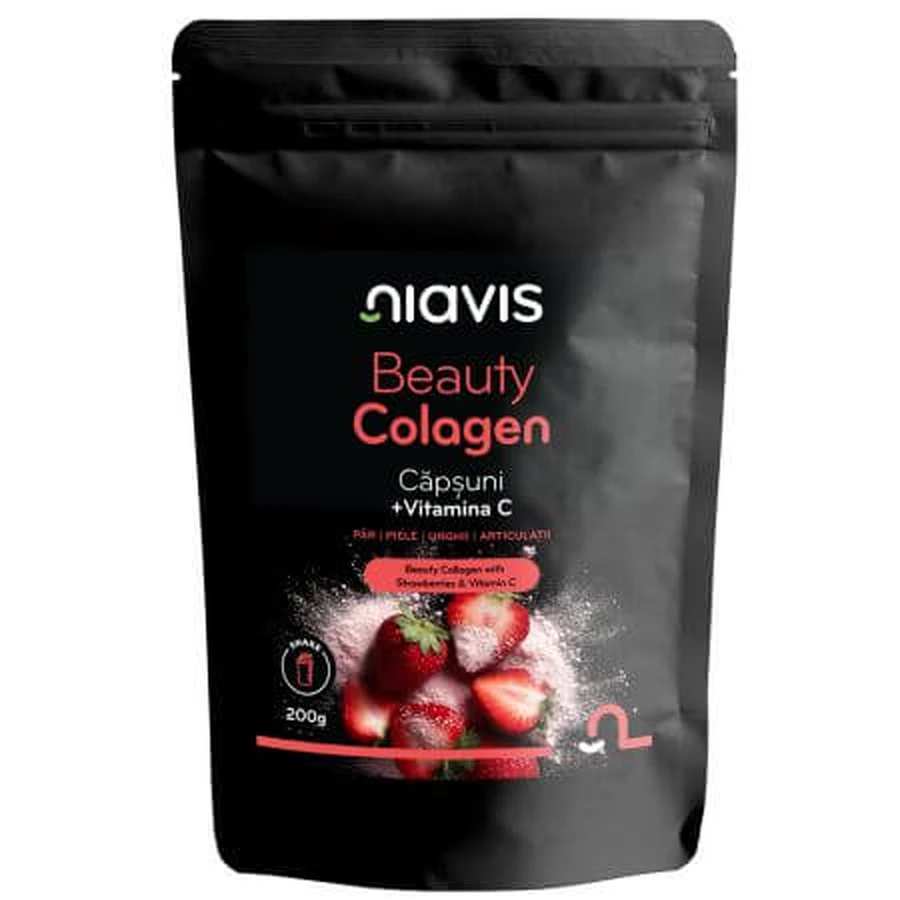 Collagen with strawberries and vitamin C Beauty Collagen, 200 g, Niavis