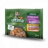Nassfuttermischung mit 4 Fleischsorten für sterilisierte Katzen, 4x85 g, Ultima