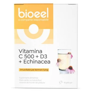Vitamine C 500 + D3 + Echinacea, 15 sachets, Bioeel