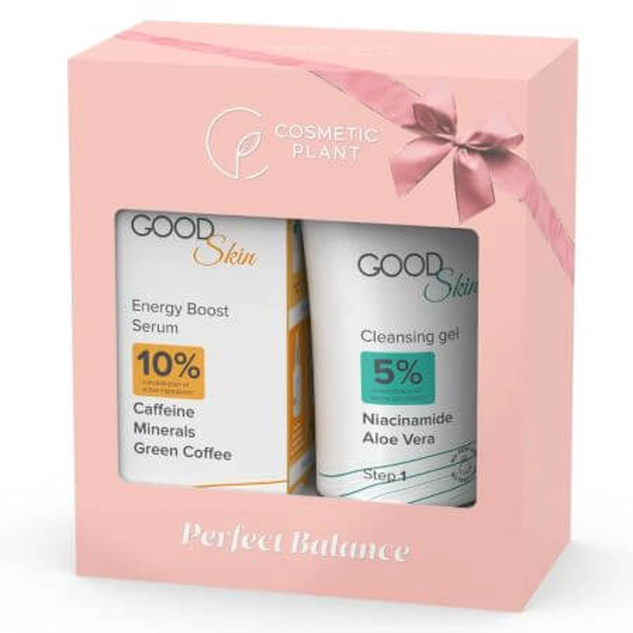 Set Serum met Cafeïne, Mineralen en Groene Koffie Energy Boost 30 ml + Reinigingsgel 150 ml Goede Huid, Cosmetische Plant