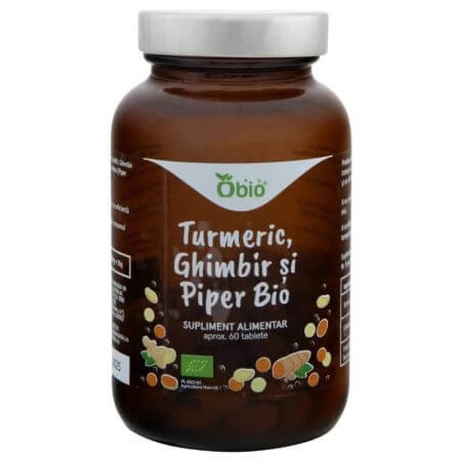 Kurkuma-Ingwer-Pfeffer Bio, 60 Tabletten, Obio