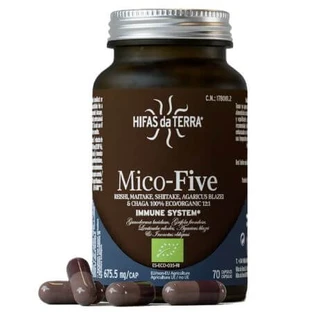 Extrakt aus Reishi, Maitake, Shiitake, Agaricus und Chaga-Pilzen Mico Five, 70 Kapseln, Hifas da Terra