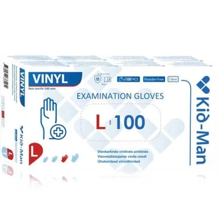 Transparent disposable vinyl gloves, size L, 100 pieces, Kid-Man