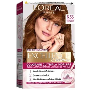 Hair color with hyaluronic acid Excellence Color Creme 6.35 Chocolate Brown, 192 ml, Loreal