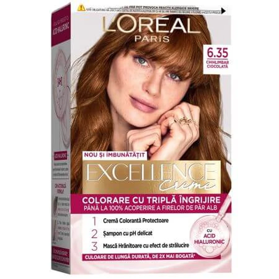 Hair color with hyaluronic acid Excellence Color Creme 6.35 Chocolate Brown, 192 ml, Loreal