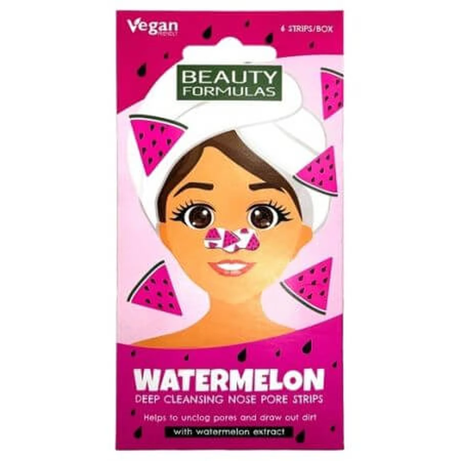 Tiras con extracto de sandía para limpiar los poros de la nariz, 6 unidades, Beauty Formulas