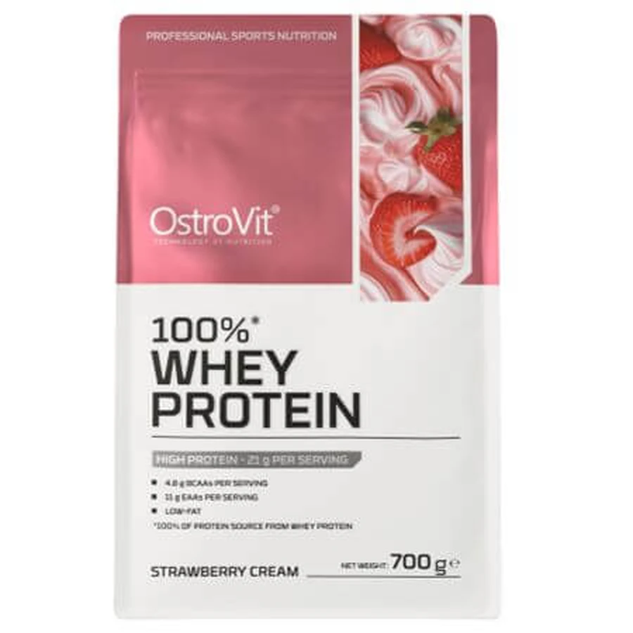 Proteína de suero con sabor a fresa Whey Protein Chocolate Strawberry Cream, 700 g, OstroVit