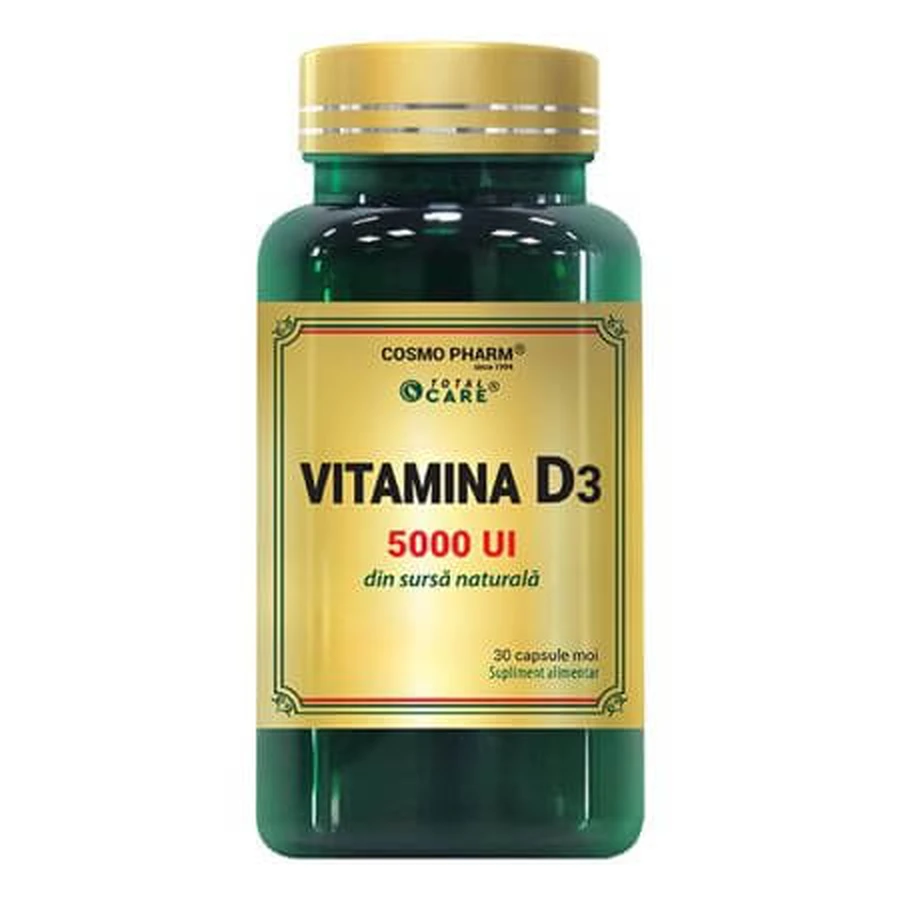Vitamin D3, 5000 IU, 30 Weichkapseln, Cosmo Pharm