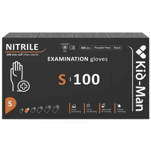 Disposable unpowdered nitrile gloves, black, size S, 100 pieces, Kid-Man