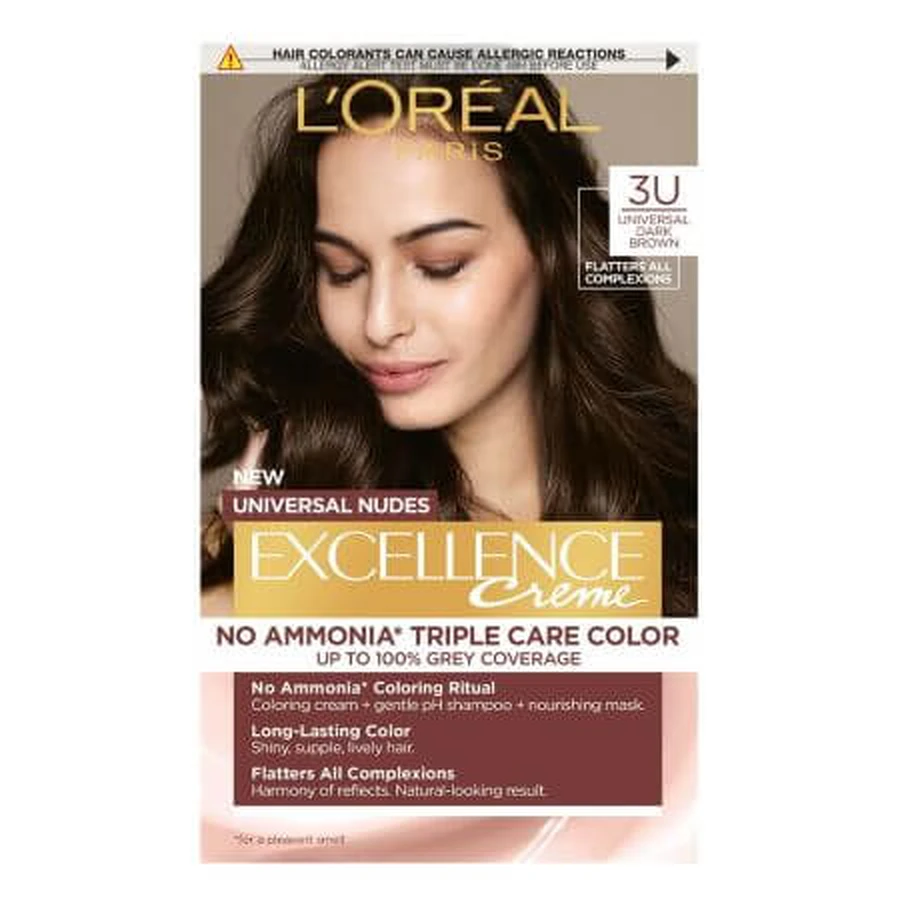 Ammonia-free hair color Excellence Universal Universal Dark Brown, 192 ml, Loreal