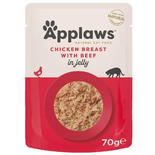 Nourriture humide pour chats avec du blanc de poulet et du bœuf, 70 g, Applaws