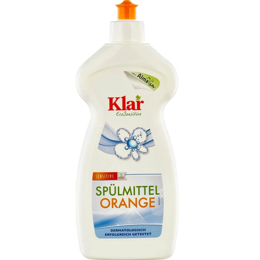 Organic dishwashing liquid detergent Sensitive Orange, 500 ml, AlmaWin