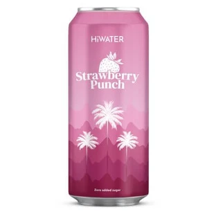 Natural coconut water carbonated with natural strawberry juice Strawberry Punch, 320 ml, Hiwater
