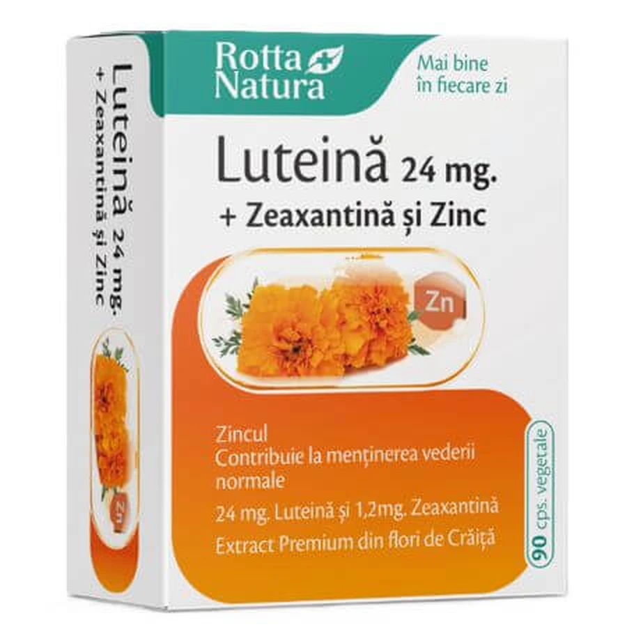 Lutein 24 mg + Zeaxanthin und Zink, 90 vegetarische Kapseln, Rotta Natura