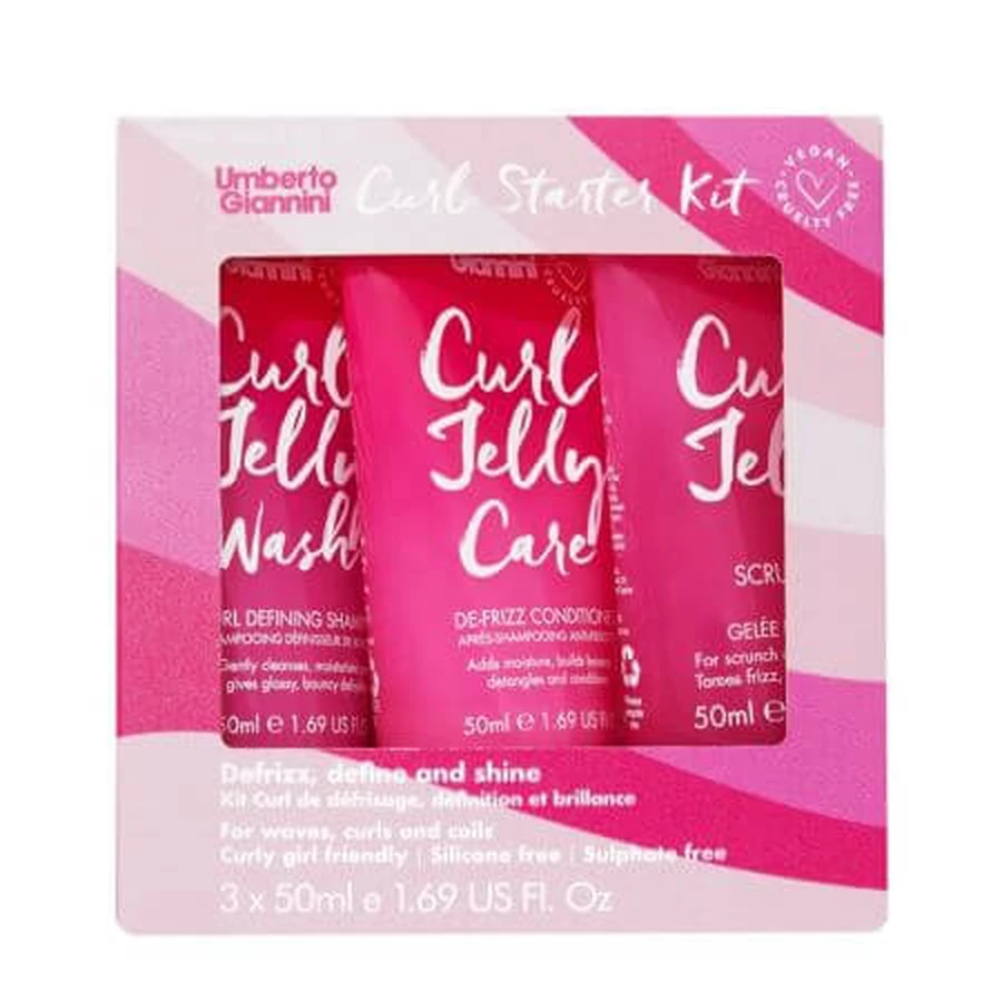 Set Curl Defining Shampoo 50 ml + Anti-frizz conditioner for curly hair 50 ml + Curl Defining Gel 50 ml Curl Jelly, Umberto Gianinni