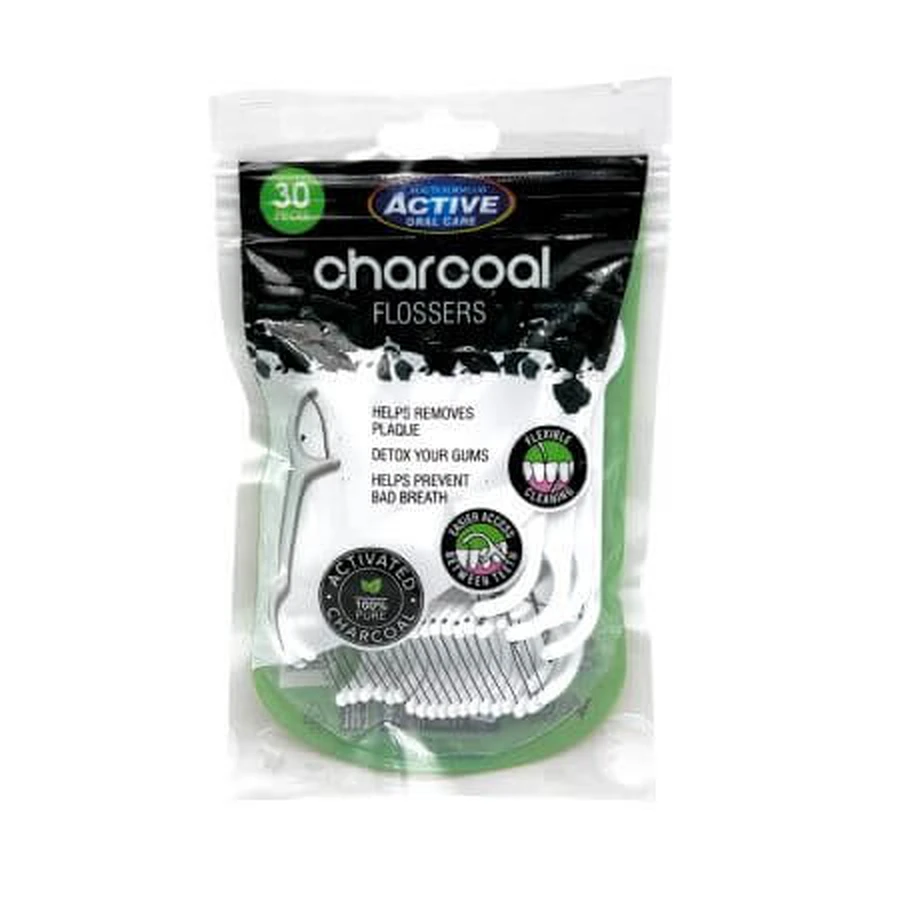 Sedas interdentales de carbono, Cuidado Bucal Activo, 30 piezas, Fórmulas de Belleza
