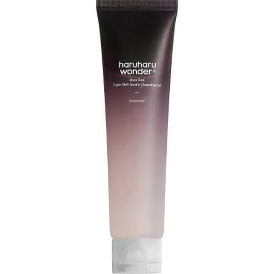 Gel limpiador facial suave con ácidos AHA Arroz negro Triple AHA, 100 ml, Haruharu Wonder