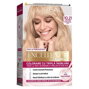 Tinte con ácido hialurónico Excellence Color Creme 10.21 Rubio muy claro nacarado, 192 ml, Loreal
