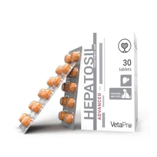 Supplément hépatique pour chiens et chats Hepatosil Advanced, 30 comprimés, Vetapro