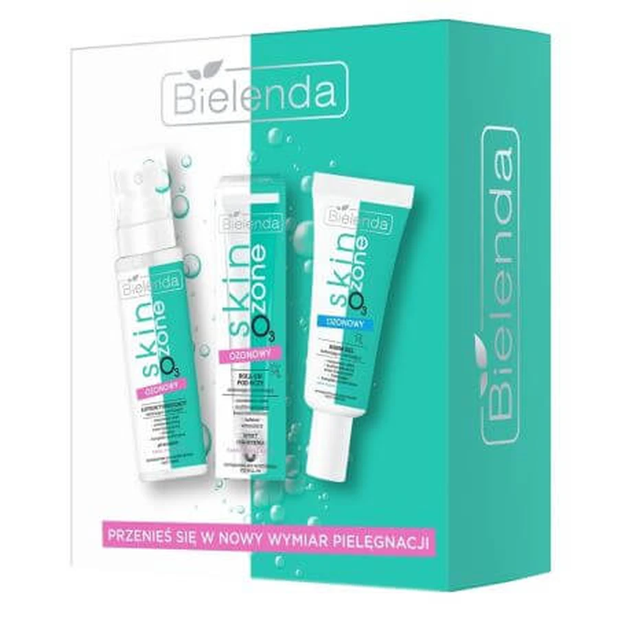 Sauerstoff- und feuchtigkeitsspendende Ozon-Gel-Creme, 50 ml + Augen-Roll-on, 15 ml + Tonisierende Ozon-Lotion, 100 ml, Bielenda