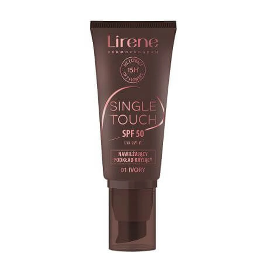 Feuchtigkeitsspendende Grundierung mit SPF50 01 Ivory Single Touch, 30 ml, Lirene