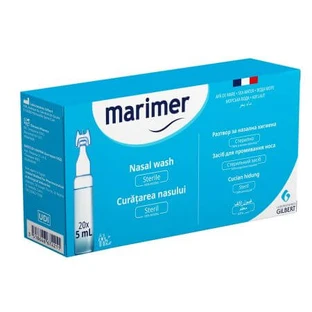 Solution physiologique d'eau de mer pour le dégagement du nez Marimer IZOTOTOHONIC, 20 unités x 5 ml, Gilbert