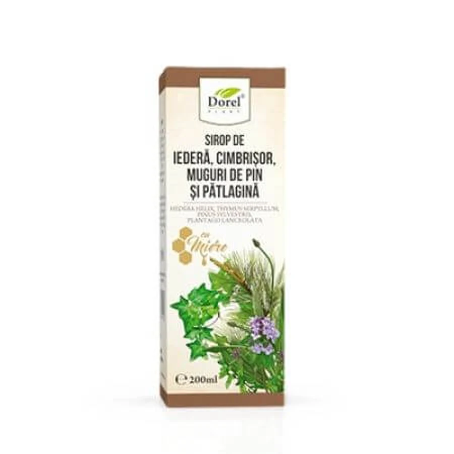 Jarabe de Hiedra, Tomillo, Yemas de Pino y Patlagina, 200 ml, Dorel Plant