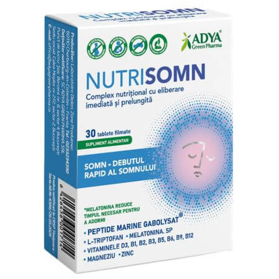 Nutrisomn, 30 filmomhulde tabletten, Adya Green Pharma
