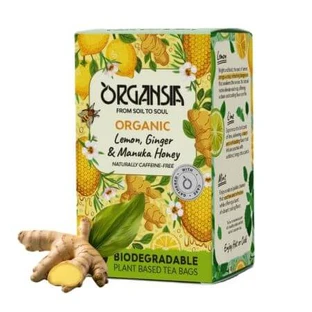 Citroen, gember en manuka honing thee, 18 builtjes, Organsia