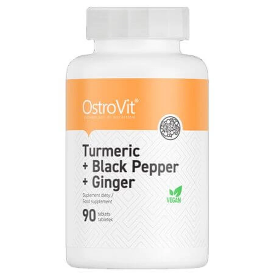 Kurkuma + Gember + Zwarte Peper, 90 tabletten, OstroVit