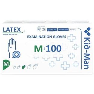 Wegwerp witte latex handschoenen, maat M, 100 stuks, Kid-Man