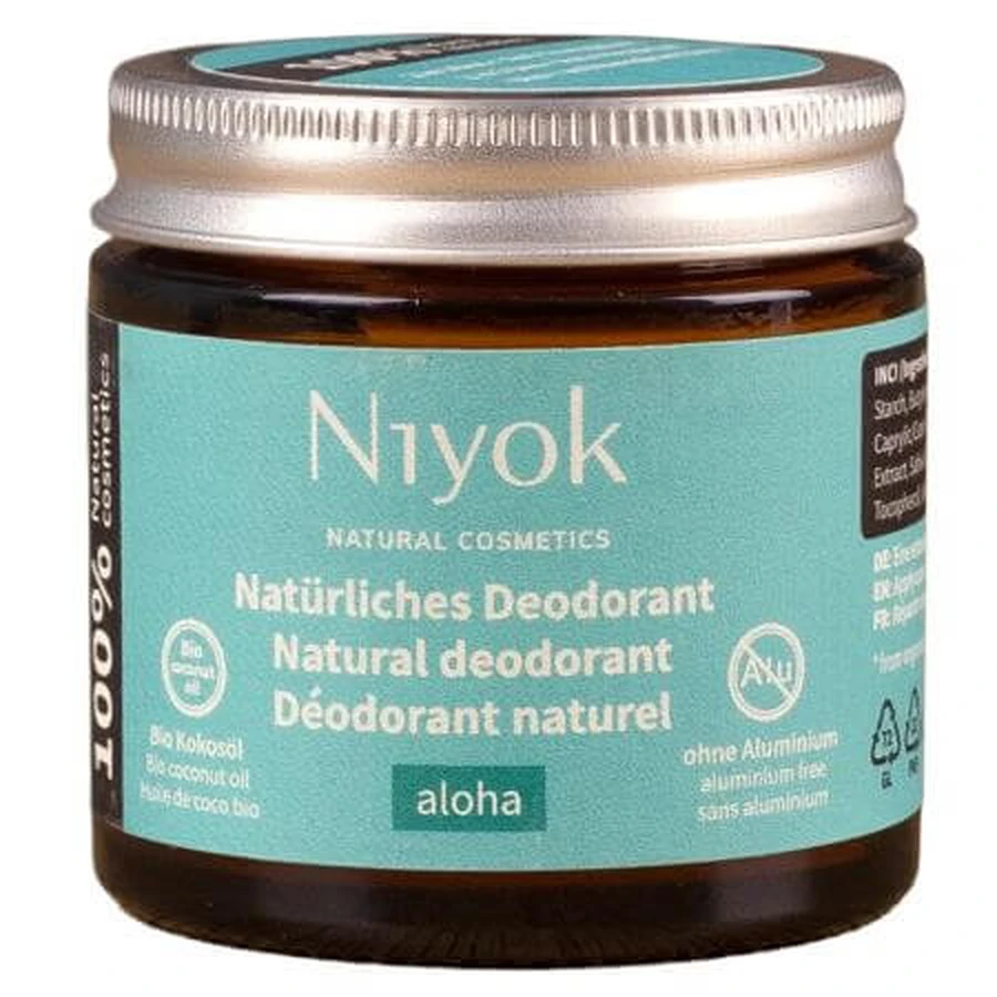 Desodorante y antitranspirante en crema natural Aloha, 40 ml, Niyok