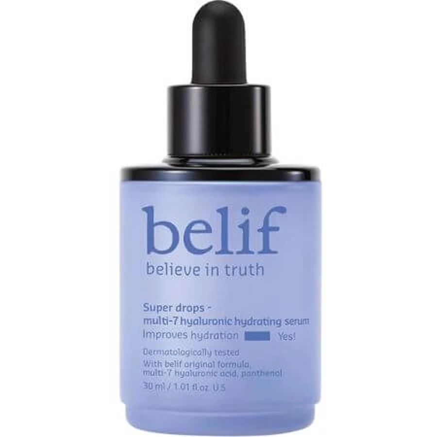 Face Serum with 7 types of hyaluronic acid Super Drops, 30 ml, Belif