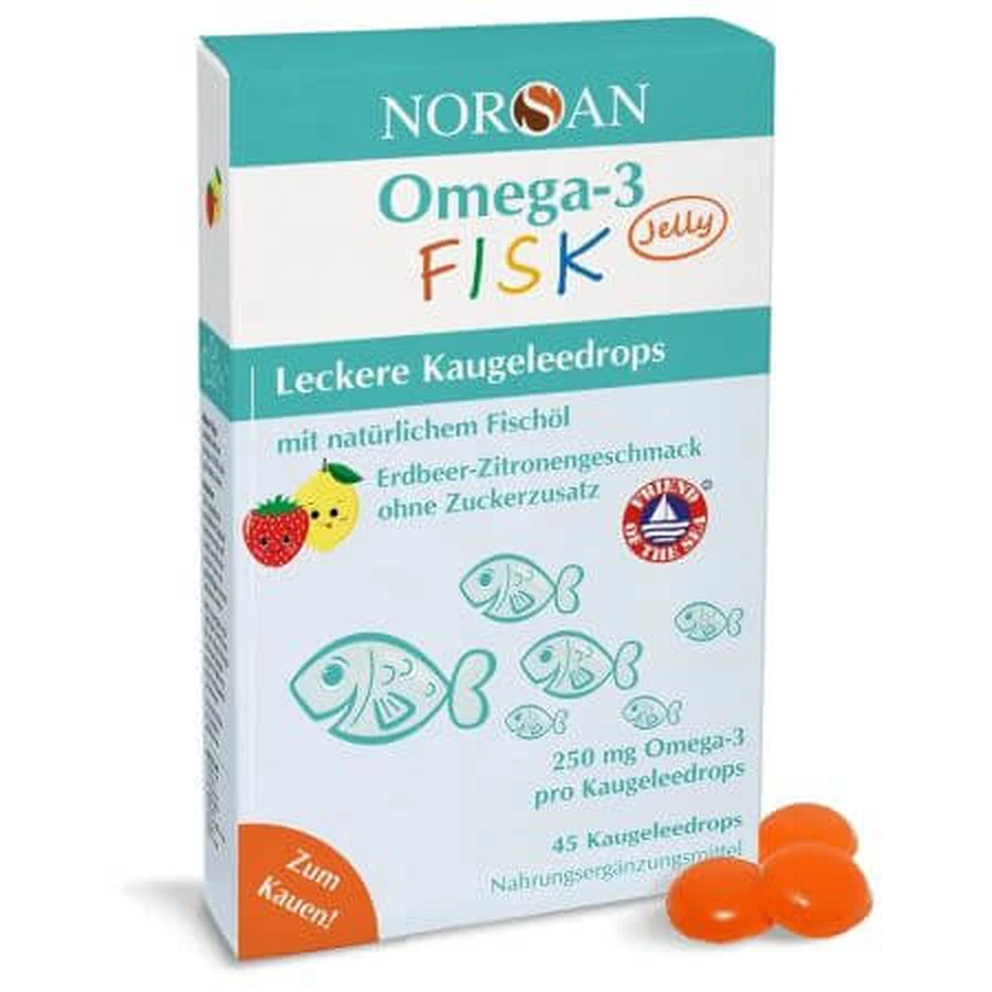 Omega-3 Fisk jellies, 45 pieces, Norsan