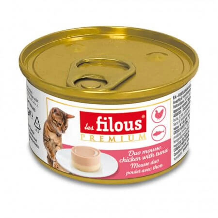 Aliment humide au poulet et au thon pour chats Duo Mousse, 85 g, Les Filous
