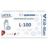 Weiße Einweg-Latexhandschuhe, Größe L, 100 Stück, Kid-Man